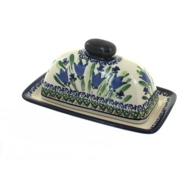 Blue Rose Polish Pottery Blue Tulip Butter Dish