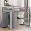Okak Full Size Wood Bunk Bed with Built-in Wardrobe, Storage Shelves, Loft Bunk Bed with Desk & Drawers for Teens, Easy Assemble, Gray - 2 of 4
