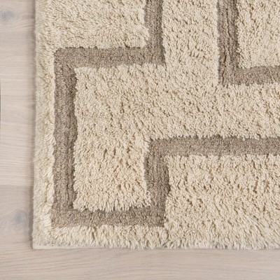 Murray Ivory Geometric Wool Machine Washable 8' x 10' Area Rug
