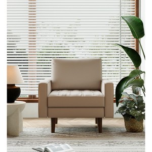 Tree City - 32'' Faux Leather Tufted Square Accent Armchair - Modern Chair for Living Room, Bedroom, Office & Small Spaces - 1 of 4