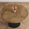 47" Round Dining Table for 4-6 – Industrial Kitchen Table with Sturdy Waveform Metal Pedestal Base - 3 of 4