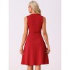 Allegra K Women's Work Office Belted V Neck Side Zipper Sleeveless Midi A-Line Dress - 3 of 4