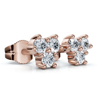Pompeii3 Mini Trio Diamond Studs 14k Gold Lab Created Women's Earrings