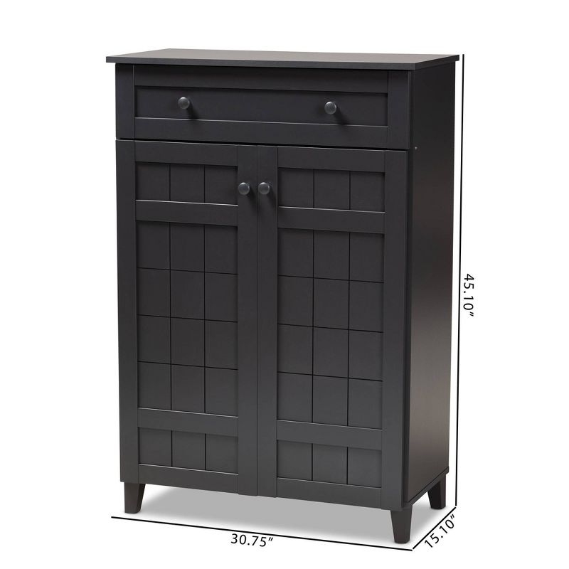 Shelf Wood Shoe Storage Cabinet with Drawer Glidden Finished Black - Baxton Studio, 3 of 12