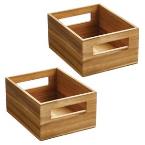 iDesign Acacia Wood Pantry Bin with Handles - 1 of 4