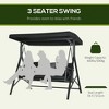 3-Seat Patio Swing Chair, Porch Swing Glider with Cushion, 3 Throw Pillows & Adjustable Canopy for Porch, Garden, Poolside - 4 of 4