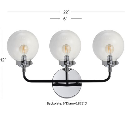 Caleb 22" Chrome and Black Globe Shade Wall Sconce