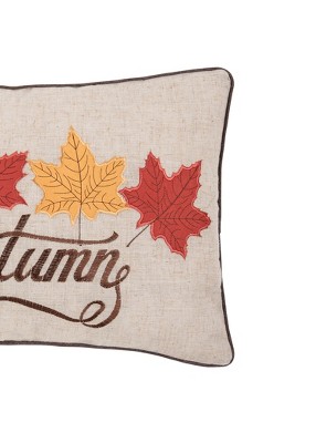 Autumn Leaves Beige and Red Canvas Throw Pillow