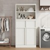 51" H Tall Organizer Tall Bathroom Cabinet, Floor Storage Cabinet with Doors & 2 Drawers - 4 of 4