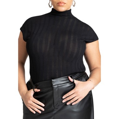 ELOQUII Women's Plus Size Sheer Stripe Sweater