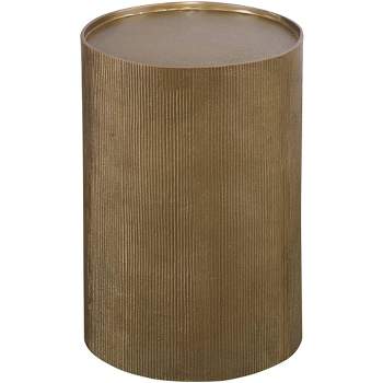 Uttermost Glam Aluminum Round Accent Table 12" Wide Antique Gold for Living Room Bedroom Bedside Entryway House Office Bathroom