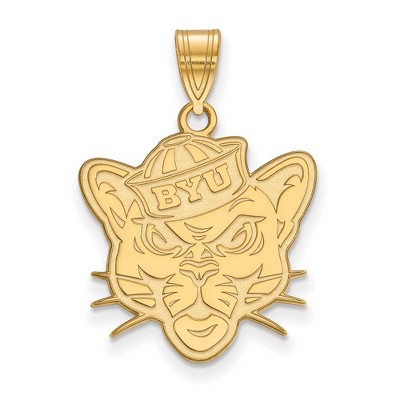 Black Bow Jewelry 14k Yellow Gold Brigham Young Cougars NCAA Large Pendant