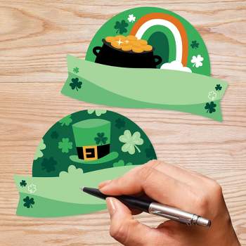 Big Dot of Happiness Lucky St. Patrick's Day - DIY Blank Paper Desk or Locker Labels - Classroom Name Tags - Set of 32