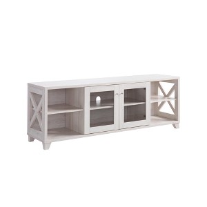 INFURNIC TV Stands and Consoles Farmhouse TV Stand Entertainment Center with Transparent Cabinet and Four Shelves, White Oak, 64"*18"*7" - 1 of 4