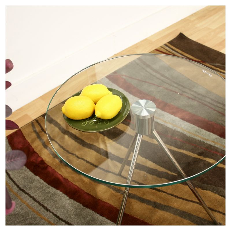 Triplet Round Glass Top End Table with Tripod Base - Baxton Studio, 4 of 5