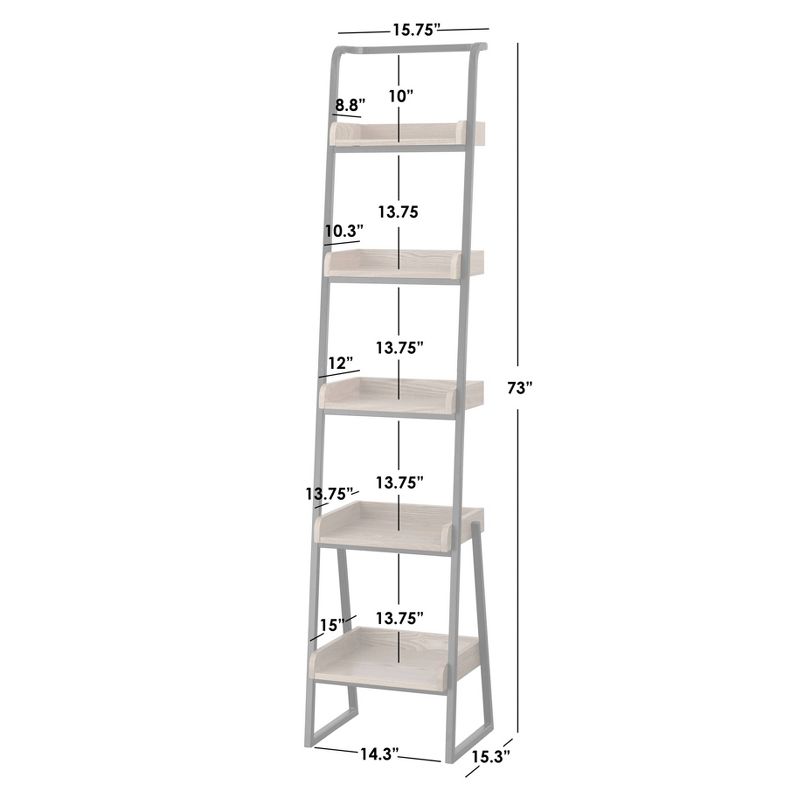 73&#34; Estanier 5 Tier Ladder Shelf Natural/Black - Lifestorey, 6 of 7