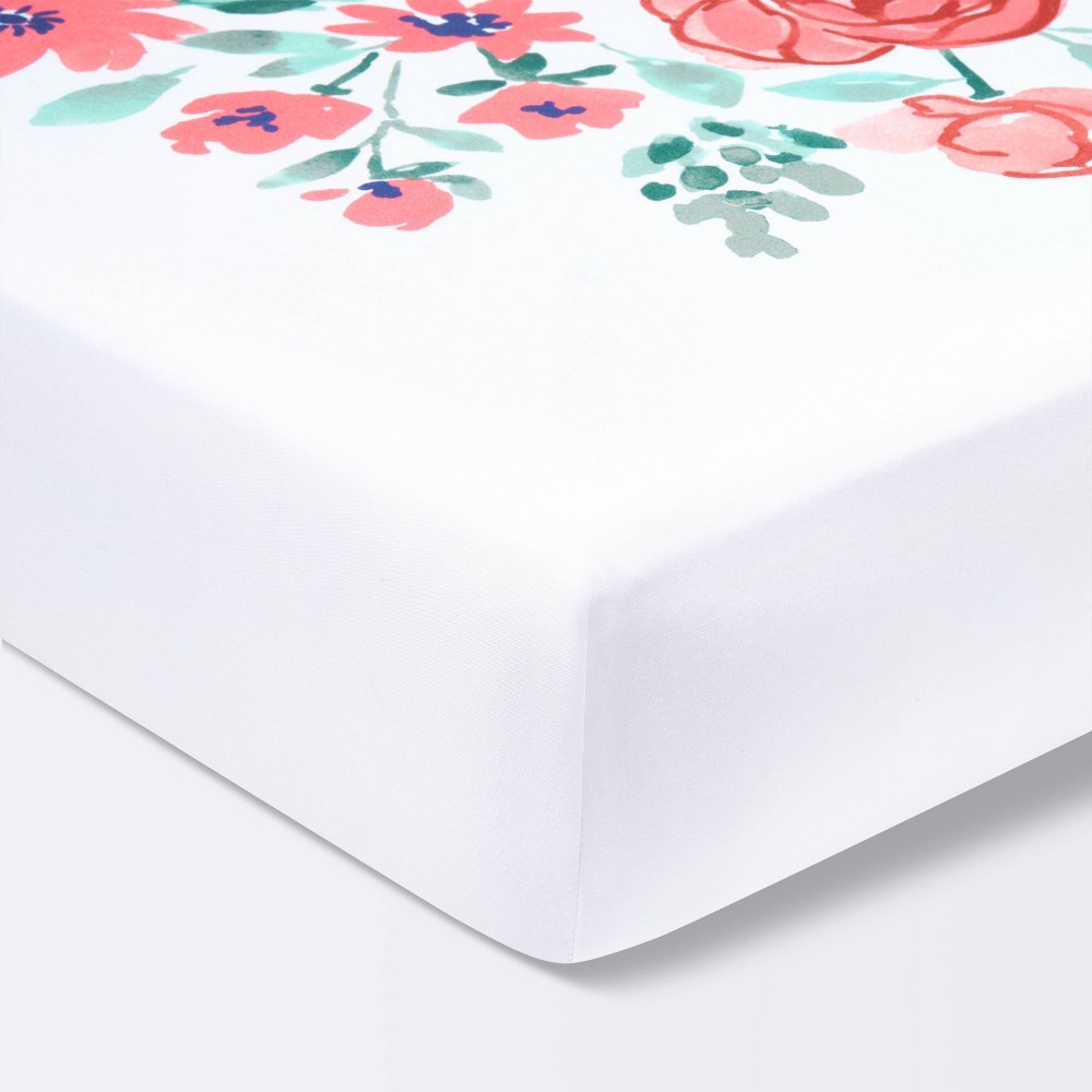 Photos - Bed Linen Fitted Crib Sheet In Bloom - Pink - Cloud Island™
