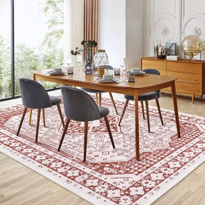 Garvee Washable Area Rugs,Ultra-Thin Vintage Moroccan Soft Carpet,Stain Resistant No Slip Large Area Rug