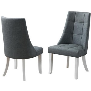 Kings Brand Furniture Milan Vinyl Upholstery Kitchen Dinette Dining Room Side Chairs, Set of 2, Gray/White - 1 of 4
