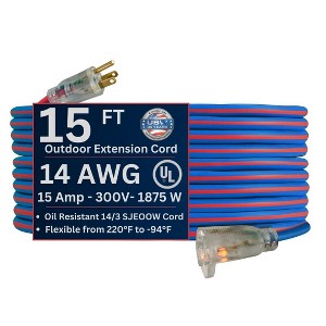 US Wire and Cable 14/3 Gauge Extreme Cold Weather Extension Cords - 1 of 4
