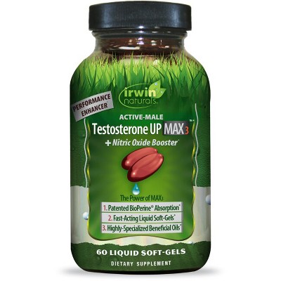 Irwin Naturals Dietary Supplements Active-Male Testosterone Up Max3 + Softgel 60ct