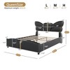 CAVINAS Modern Butterfly-Shaped Platform Bed Frame with Upholstered Headboard, PU Leather & Solid Wood Queen Bed Frame with Gold Metal Decor - 2 of 4