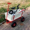 Angel Sar Wooden Wagon for Kids, Red Four-Wheel Outdoor Pull Cart with 260LB Capacity, Childrens Play Wheelbarrow - 4 of 4