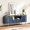 Modern TV Stand for TVs Up to 80", 70" Fluted Entertainment Center with Faux Marble Top - 3 of 4