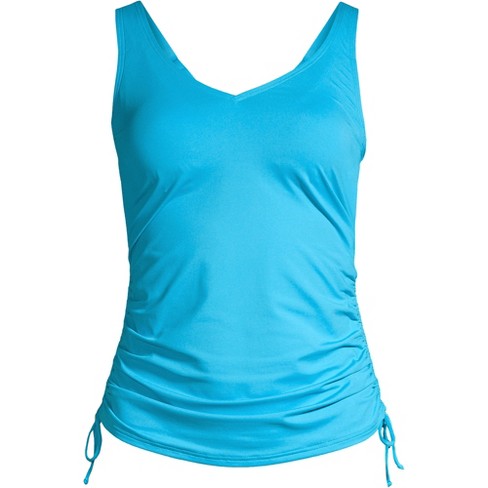 Lands' End Women's Petite Chlorine Resistant Square Neck Underwire Tankini  Swimsuit Top Adjustable Straps 