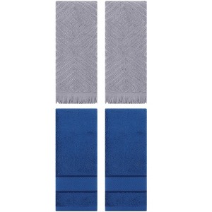 REGALWOVEN 4 Pcs Bathroom Decorative Cotton Soft Absorbent Sold Striped Hand Towel - 1 of 4