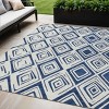 Navy Blue And Ivory Geometric Washable Indoor Outdoor Area Rug - 2 of 4
