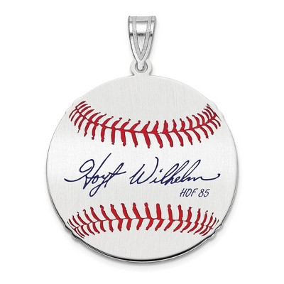 Black Bow Jewelry Sterling Silver Hoyt Wilhelm Signature MD Enamel Baseball Pendant