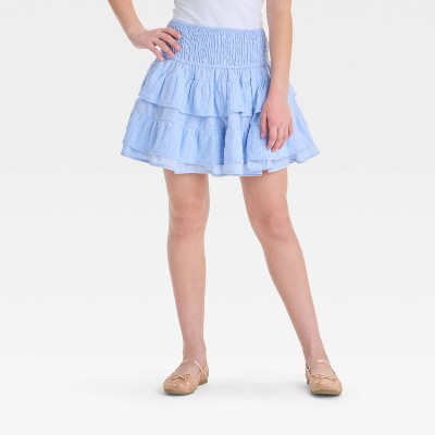 Girls' Smocked Waist Tiered Circle Skirt - art class™