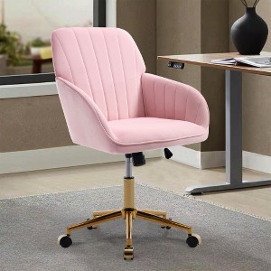 Ridstar Ergonomic Adjustable Swivel Office Chair with Backrest for Bedroom-Baby Pink - 1 of 4