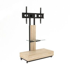 KWPZQEB Rolling TV Stand on Wheels for 32-75 Inch, Adjustable Height Mobile TV Cart, Portable TV Stand withShelf, Floor Stand for Living Room - 1 of 4