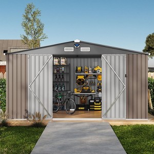 10x12FT Metal Outdoor Storage Shed with Window, Lockable Tool Storage Sheds, Oversized Steel Garden Sheds with Sloped Roof for Backyard, Patio, - 1 of 4
