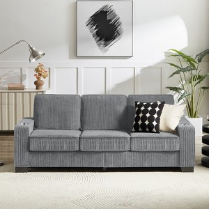 MAYEERTY 3 Seater Sofa Corduroy Fabric Modern Compresses Counch for Living Room Bedroom Office Gray - 1 of 4