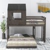TiramisuBest Wooden Twin Over Full Bunk Bed,Loft Bed with Playhouse,Farmhouse,Ladder and Guardrails,Antique Gray - 3 of 4