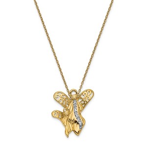 Black Bow Jewelry Gold Tone Plated Sterling Silver & CZ Angel of Motherhood Necklace - 1 of 4