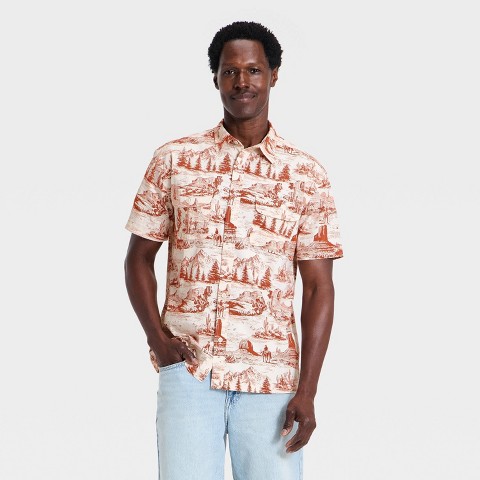 Мужские рубашки Goodfellow & Co Men's Vintage Short Sleeve Western Button-Down Shirt - Goodfellow & Co™ Orange L