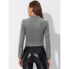 Allegra K Women's Faux Suede Stand Collar Zip Up Long Sleeve Moto Biker Jacket - 4 of 4