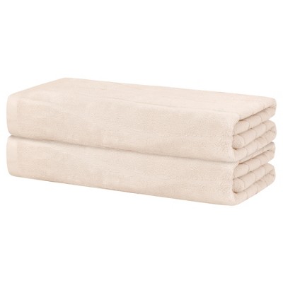 Unique Bargains 100% Cotton Lightweight Highly Absorbent Bath Towels for Bathroom 2 Pcs