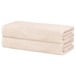 Unique Bargains 100% Cotton Lightweight Highly Absorbent Bath Towels for Bathroom 2 Pcs - 1 of 4