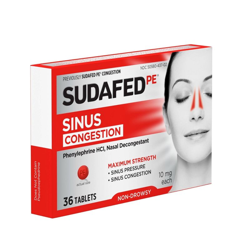 Sudafed PE Maximum Strength Congestion & Sinus Pressure Relief Tablets - 36ct, 5 of 9
