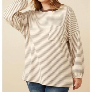 Women's Soft Stripe Knit Contrast Top - Plus - Hayden LA - 1 of 4