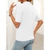 Coolmee Women Casual Lapel V Neck Cable Short Sleeve Knit Soft Pullover Sweater Tops - 4 of 4