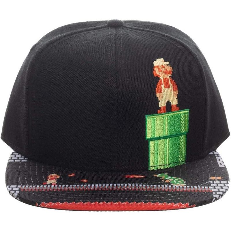 Super Mario Video Game 8-Bit Black Snapback Hat for mens, 1 of 6
