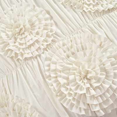 Ivory Microfiber Floral 3-Piece Comforter Set