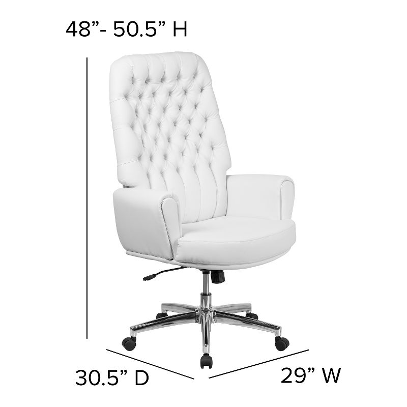 Flash Furniture High Back Traditional Tufted LeatherSoft Executive Swivel Office Chair with Silver Welt Arms, 5 of 12