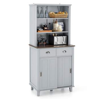 Tangkula Freestanding Buffet Hutch Kitchen Pantry Storage Cabinet w/ Sliding Doors